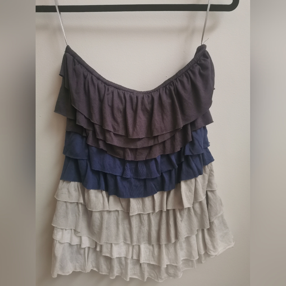 Mystree Purple, Blue, Light Gray and White Layered Tube Top Size S